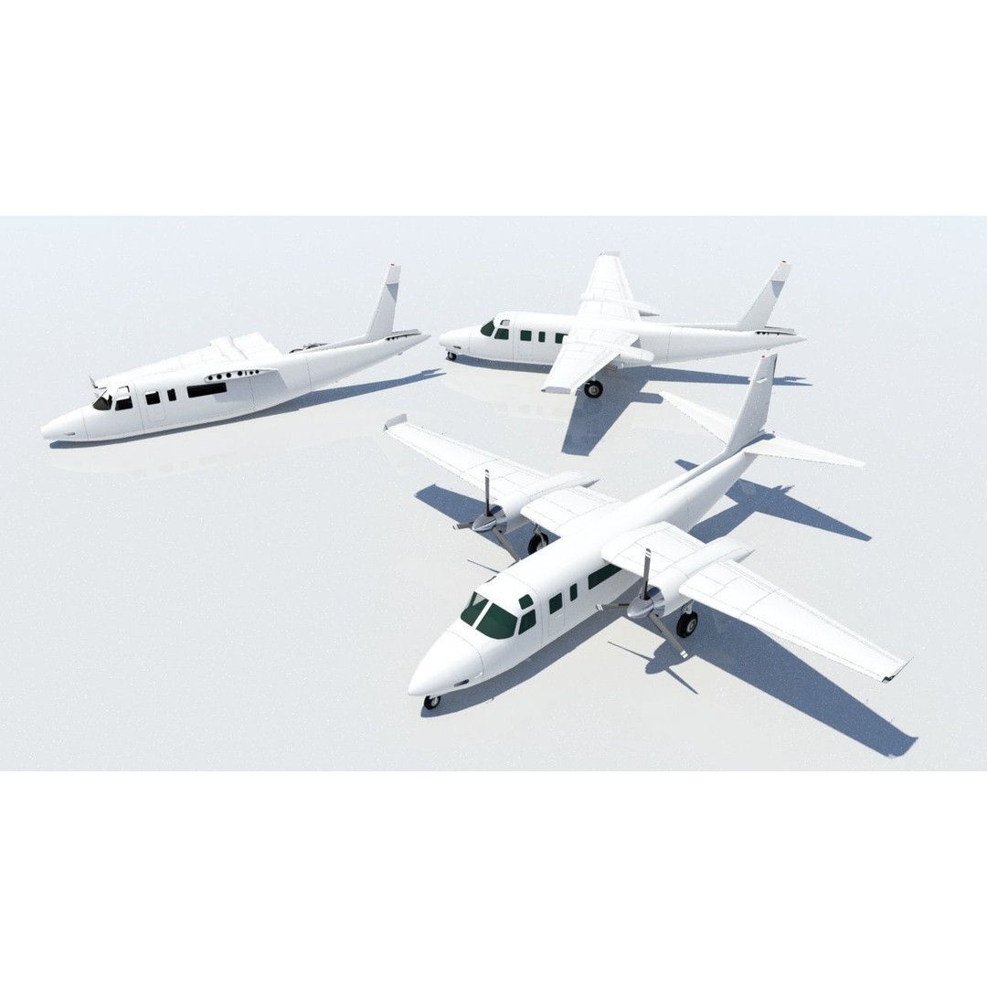Turbo Commander 690 3D Model – Low Poly Static Aircraft with PBR Textures - View 4