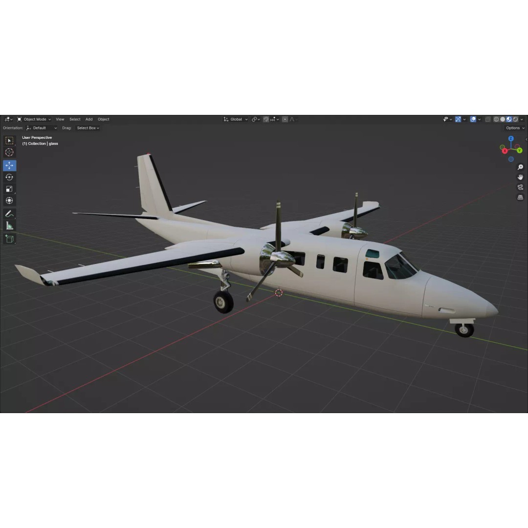 Turbo Commander 690 3D Model – Low Poly Static Aircraft with PBR Textures - View 9