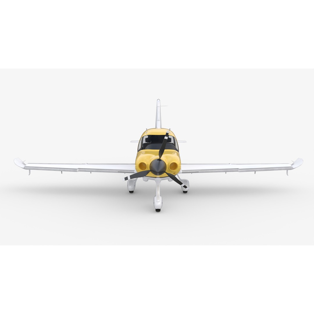 Cirrus SR22 3D Model – Yellow Carbon Aircraft, FBX & OBJ Formats - View 10