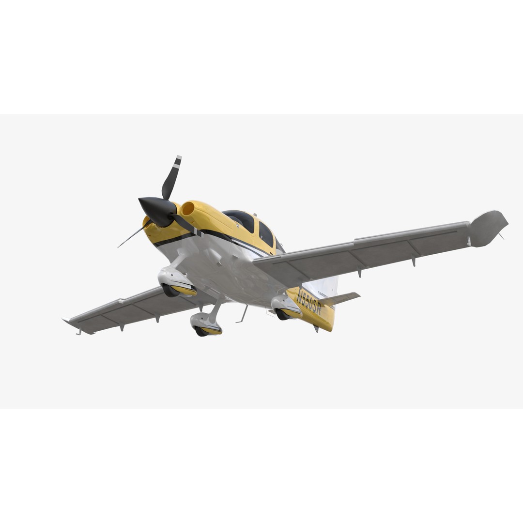 Cirrus SR22 3D Model – Yellow Carbon Aircraft, FBX & OBJ Formats - View 11