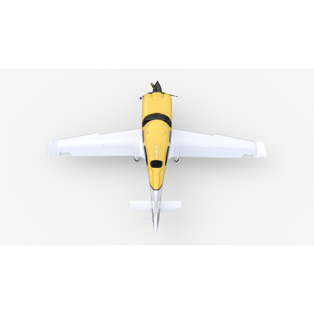 Cirrus SR22 3D Model – Yellow Carbon Aircraft, FBX & OBJ Formats - View 12