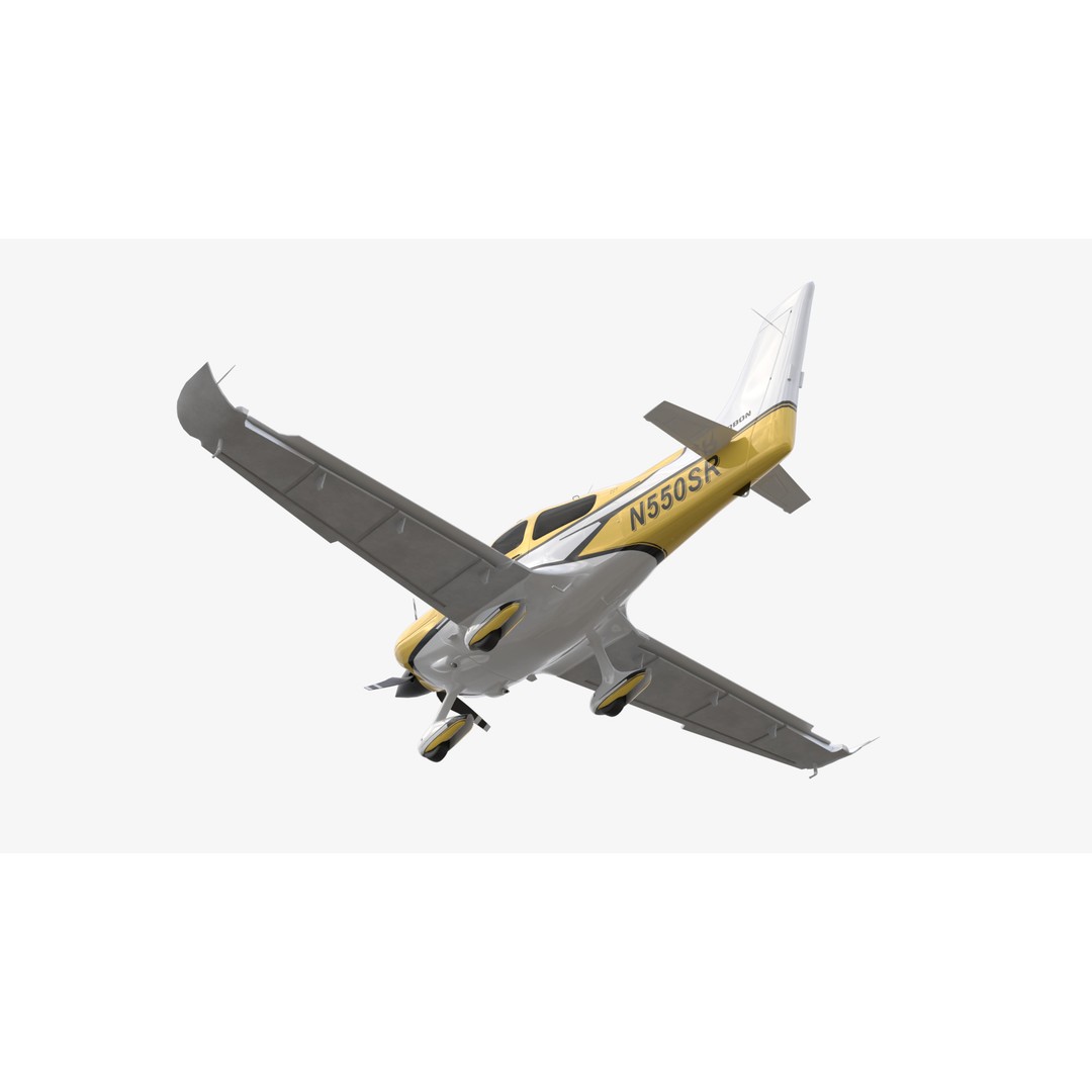 Cirrus SR22 3D Model – Yellow Carbon Aircraft, FBX & OBJ Formats - View 14