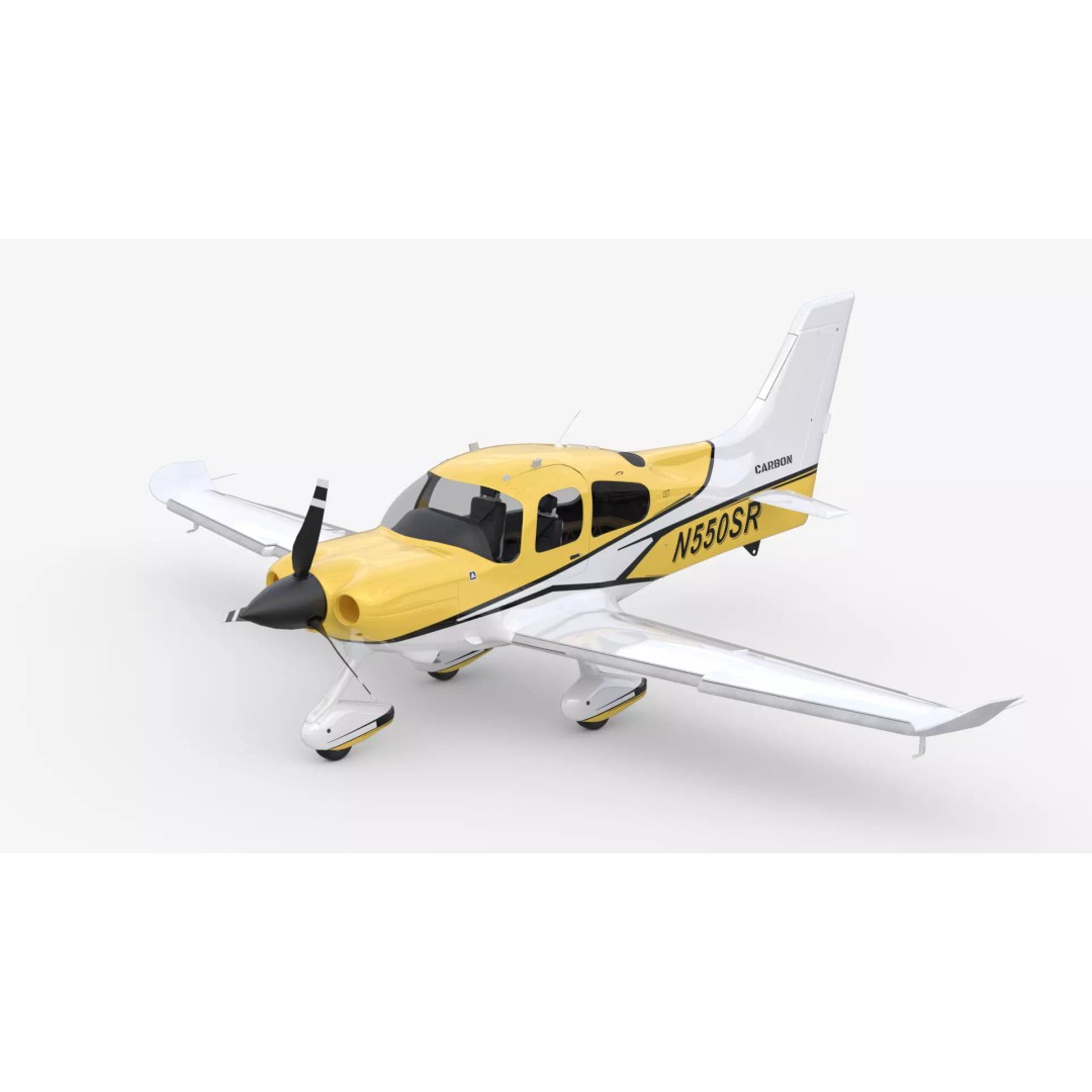Cirrus SR22 3D Model – Yellow Carbon Aircraft, FBX & OBJ Formats - View 2