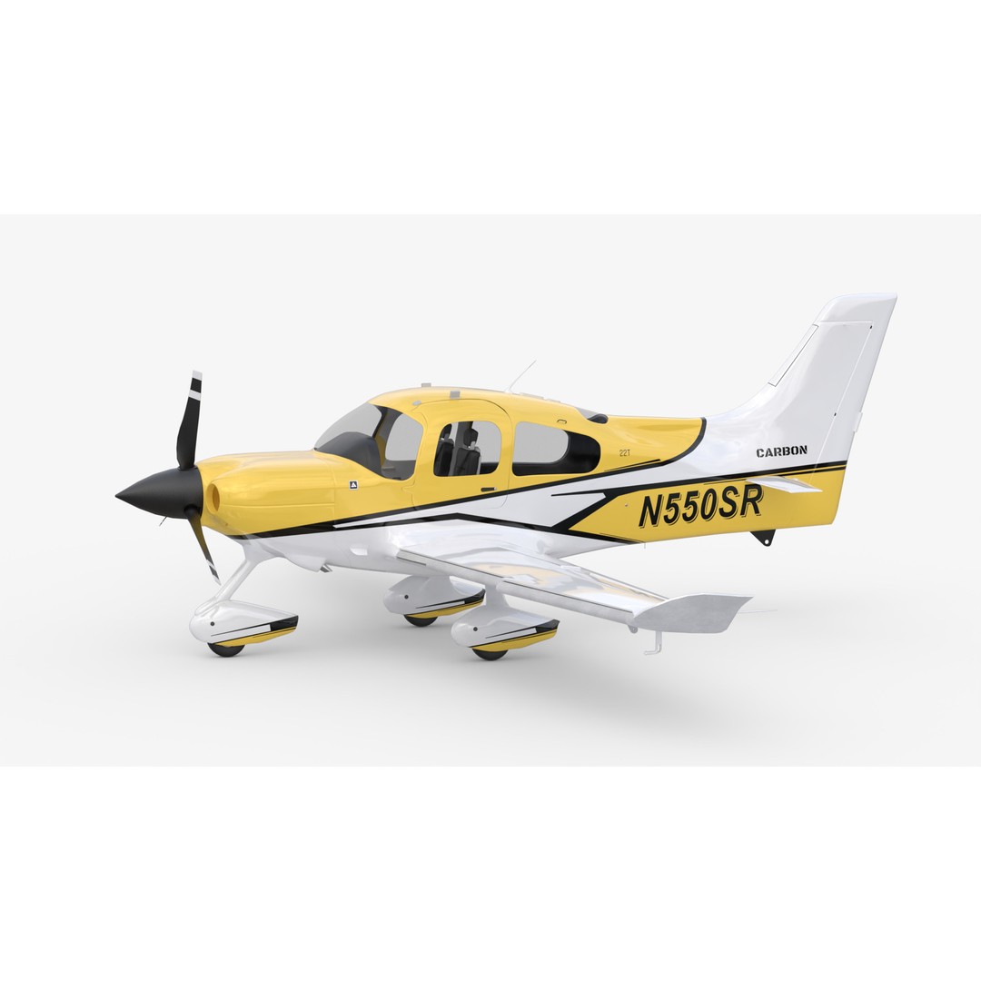 Cirrus SR22 3D Model – Yellow Carbon Aircraft, FBX & OBJ Formats - View 3