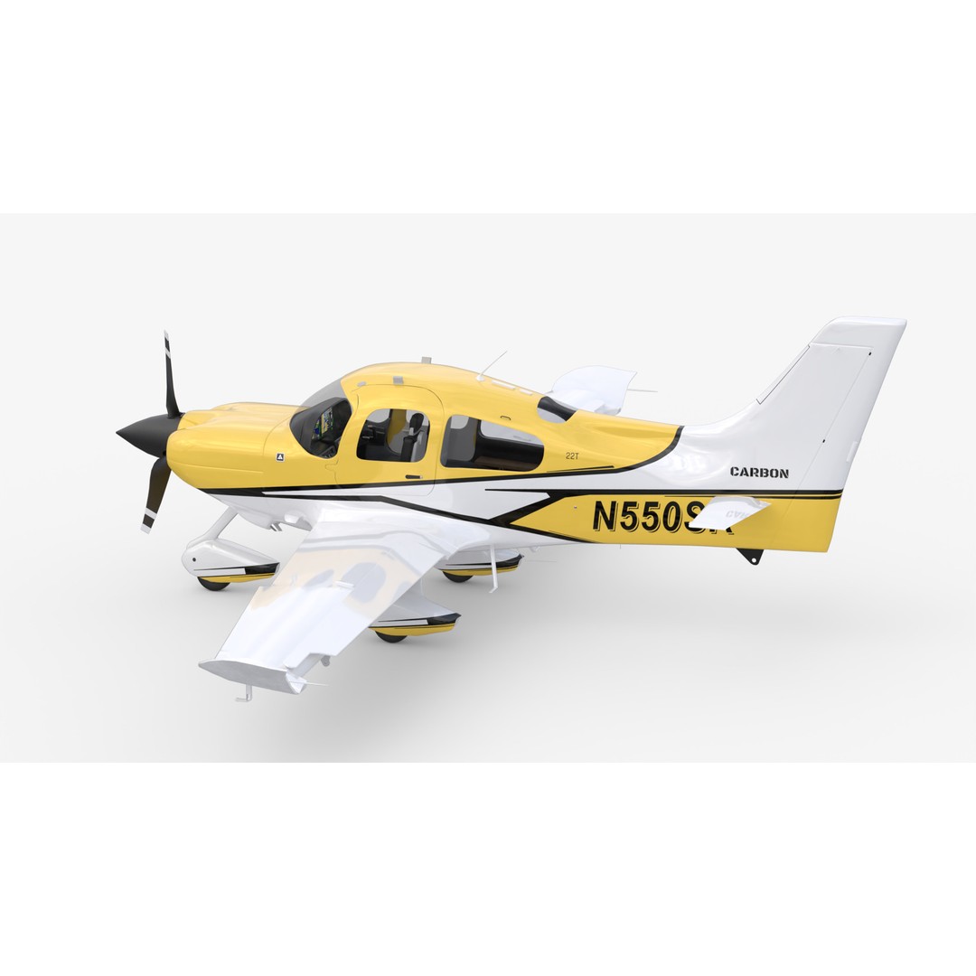 Cirrus SR22 3D Model – Yellow Carbon Aircraft, FBX & OBJ Formats - View 4