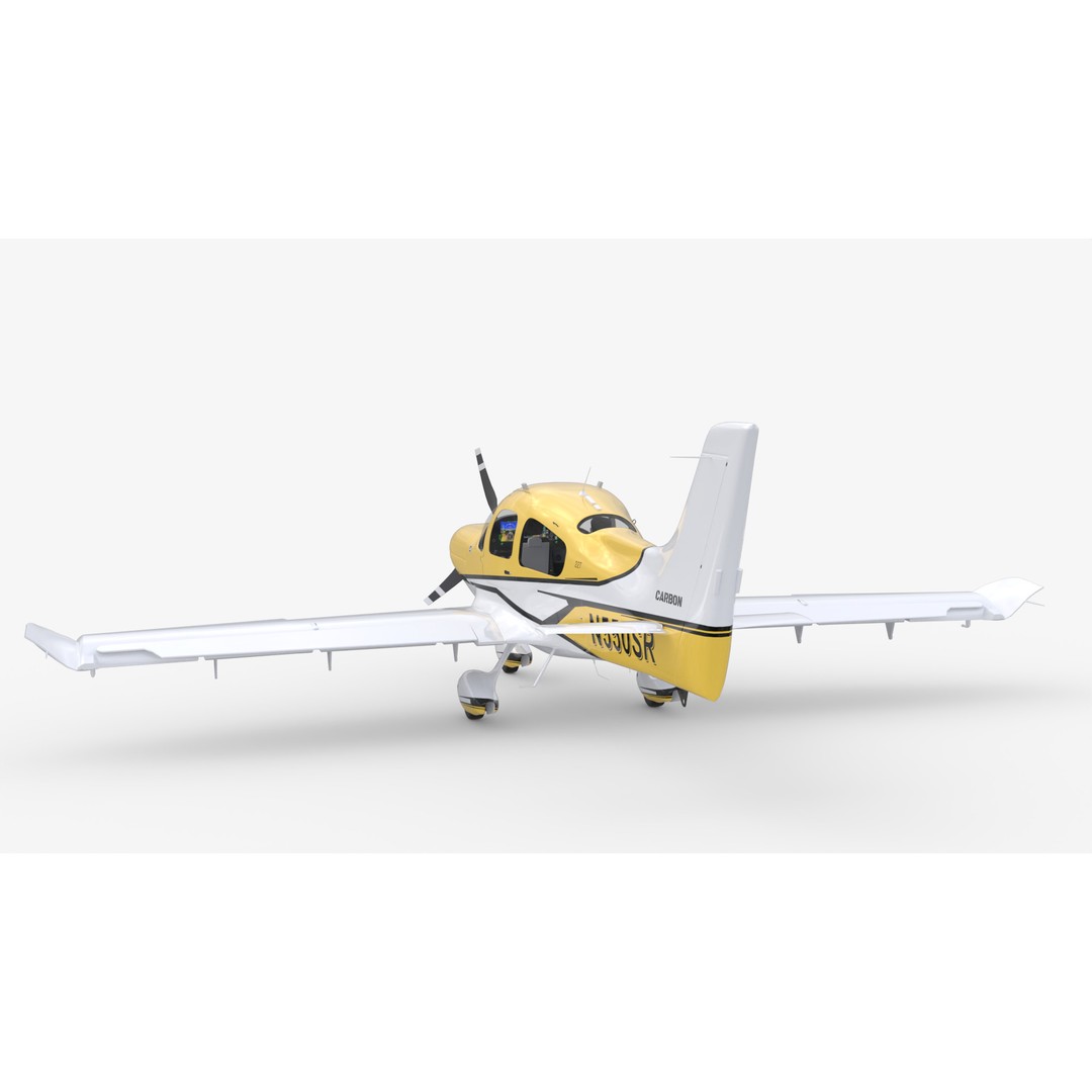 Cirrus SR22 3D Model – Yellow Carbon Aircraft, FBX & OBJ Formats - View 5