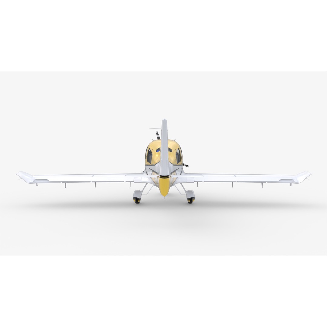 Cirrus SR22 3D Model – Yellow Carbon Aircraft, FBX & OBJ Formats - View 6