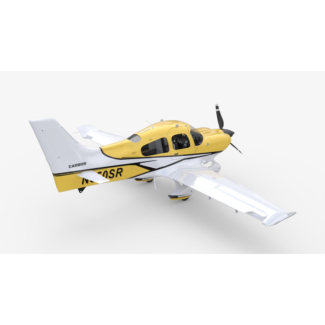 Cirrus SR22 3D Model – Yellow Carbon Aircraft, FBX & OBJ Formats - View 7