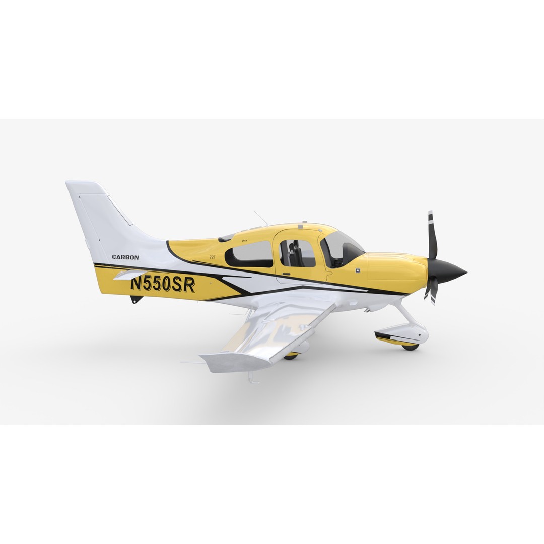Cirrus SR22 3D Model – Yellow Carbon Aircraft, FBX & OBJ Formats - View 8