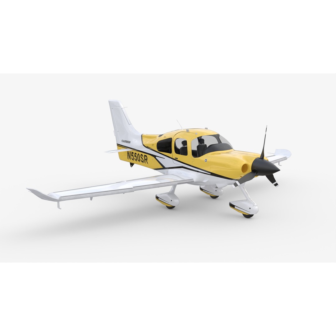 Cirrus SR22 3D Model – Yellow Carbon Aircraft, FBX & OBJ Formats - View 9
