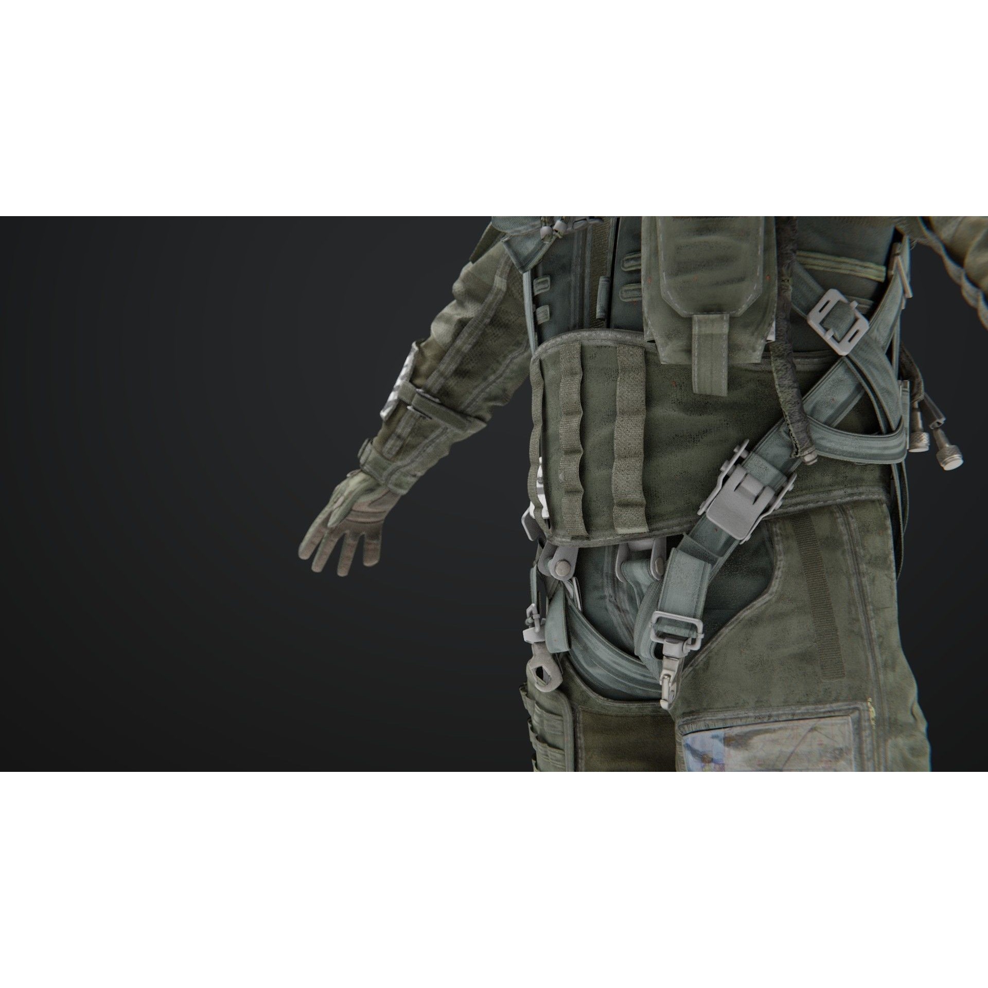 Fighter Pilot Suit - Low-Poly Game-Ready 3D Model - View 17