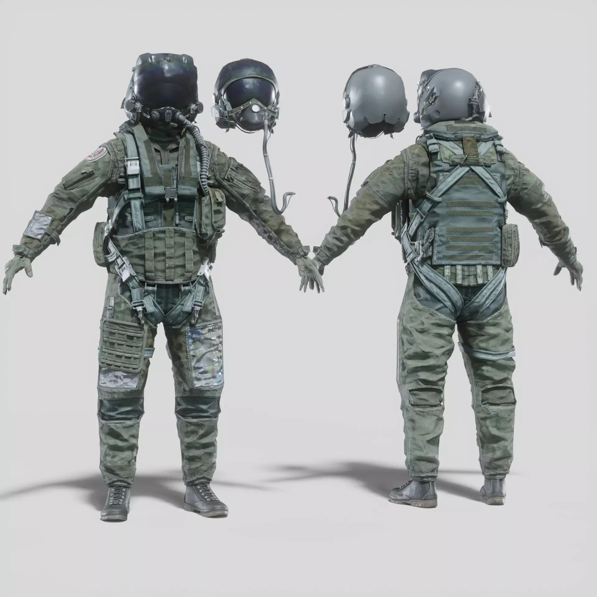 Fighter Pilot Suit - Low-Poly Game-Ready 3D Model - View 2