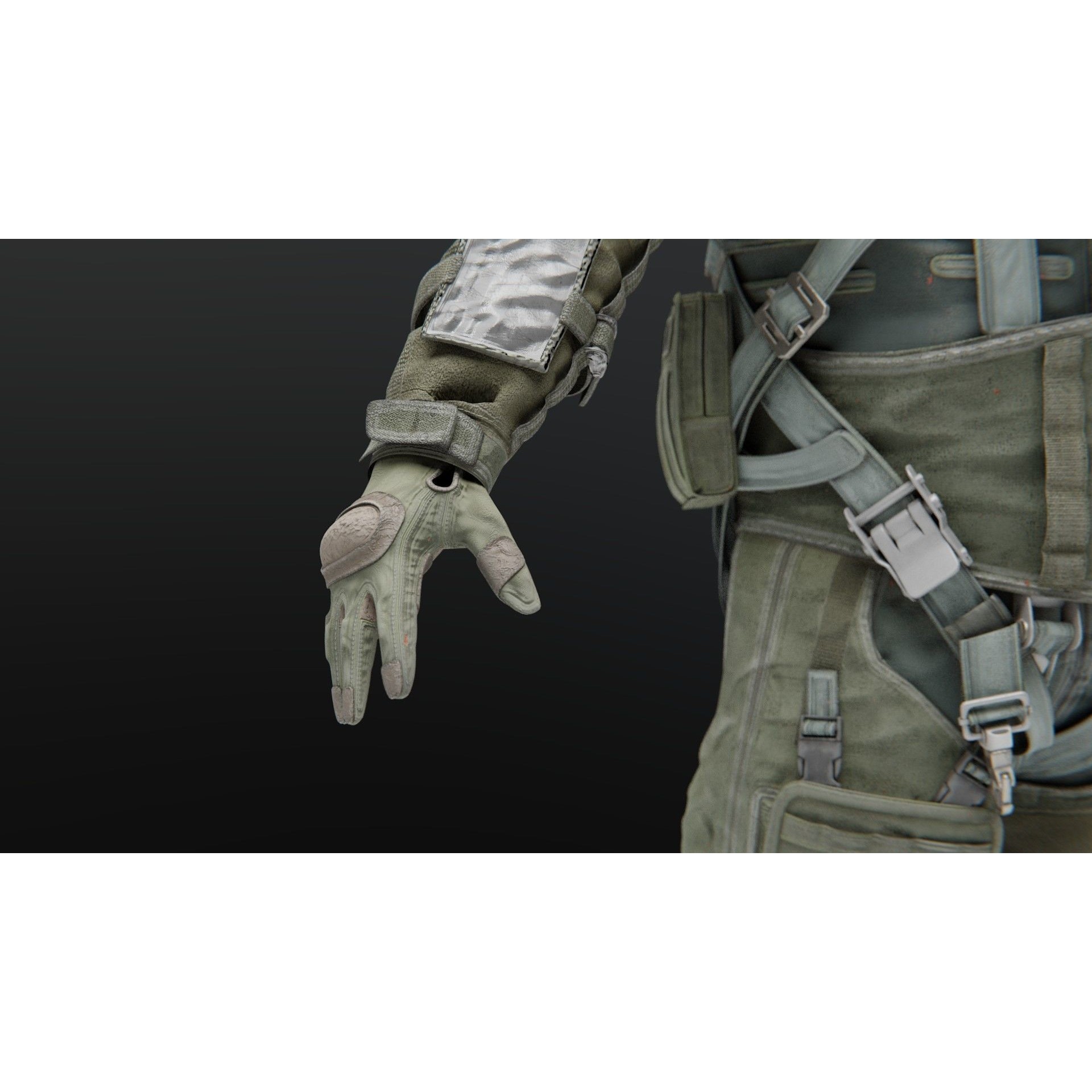 Fighter Pilot Suit - Low-Poly Game-Ready 3D Model - View 21