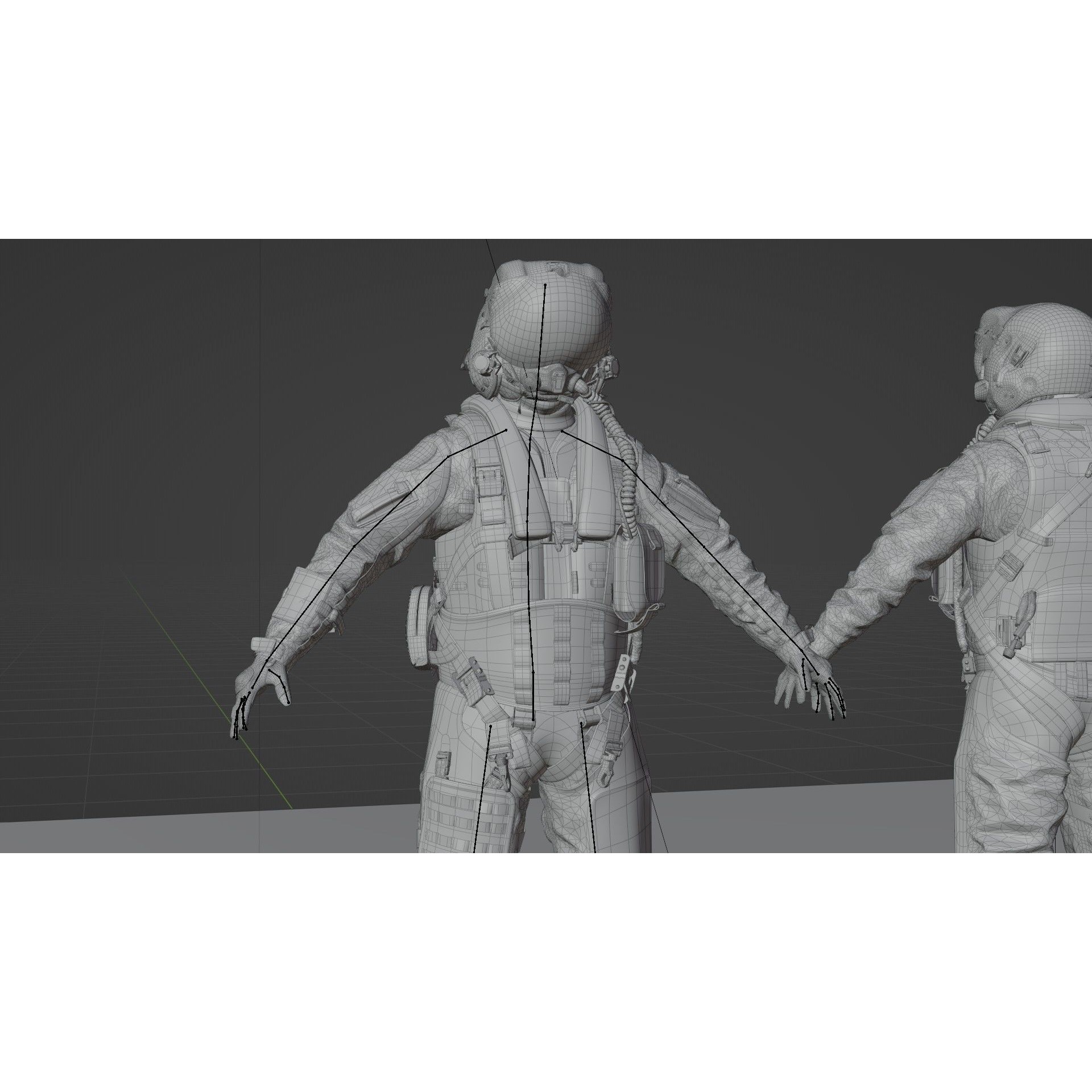 Fighter Pilot Suit - Low-Poly Game-Ready 3D Model - View 24