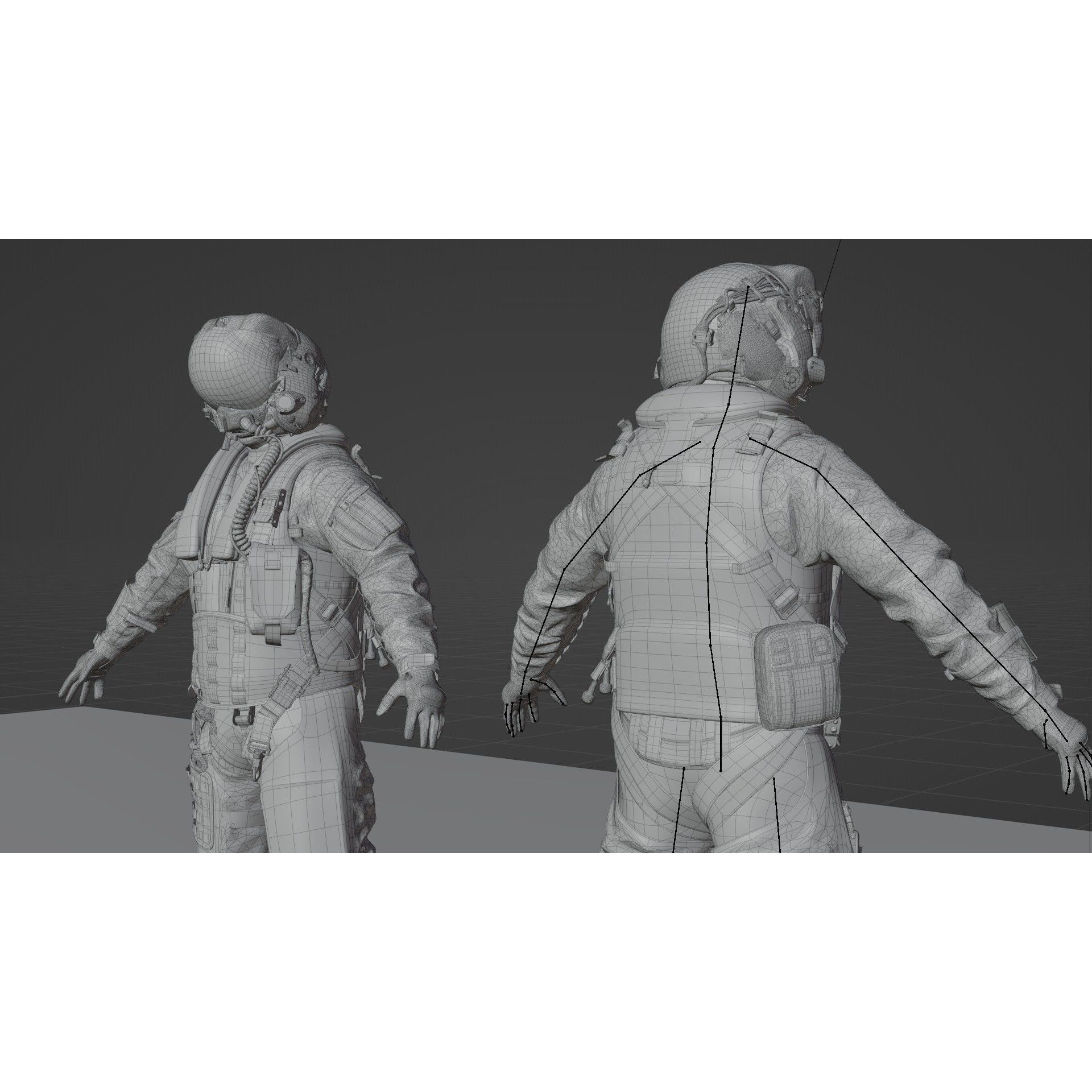 Fighter Pilot Suit - Low-Poly Game-Ready 3D Model - View 26