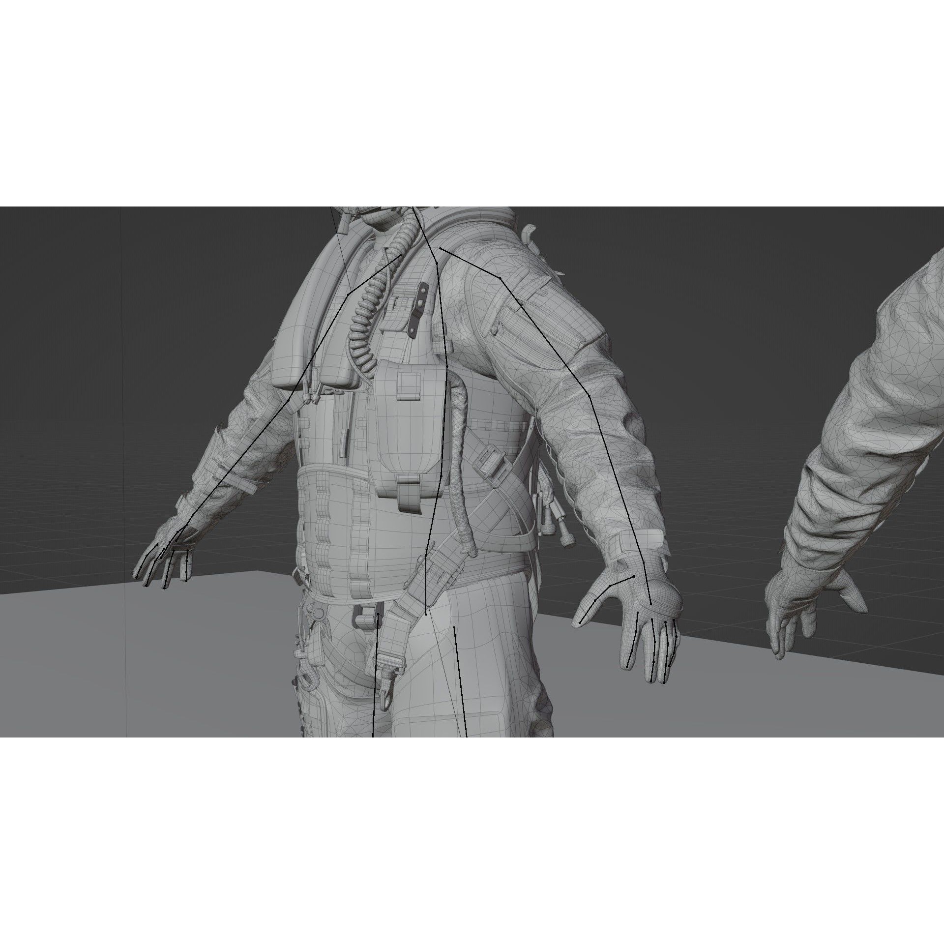 Fighter Pilot Suit - Low-Poly Game-Ready 3D Model - View 29