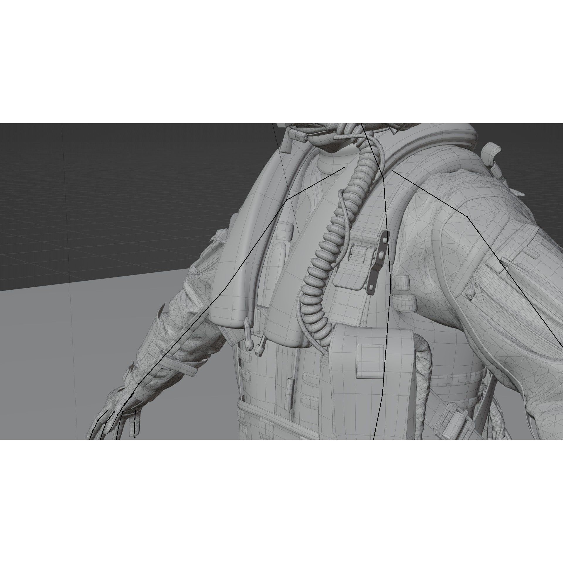 Fighter Pilot Suit - Low-Poly Game-Ready 3D Model - View 30