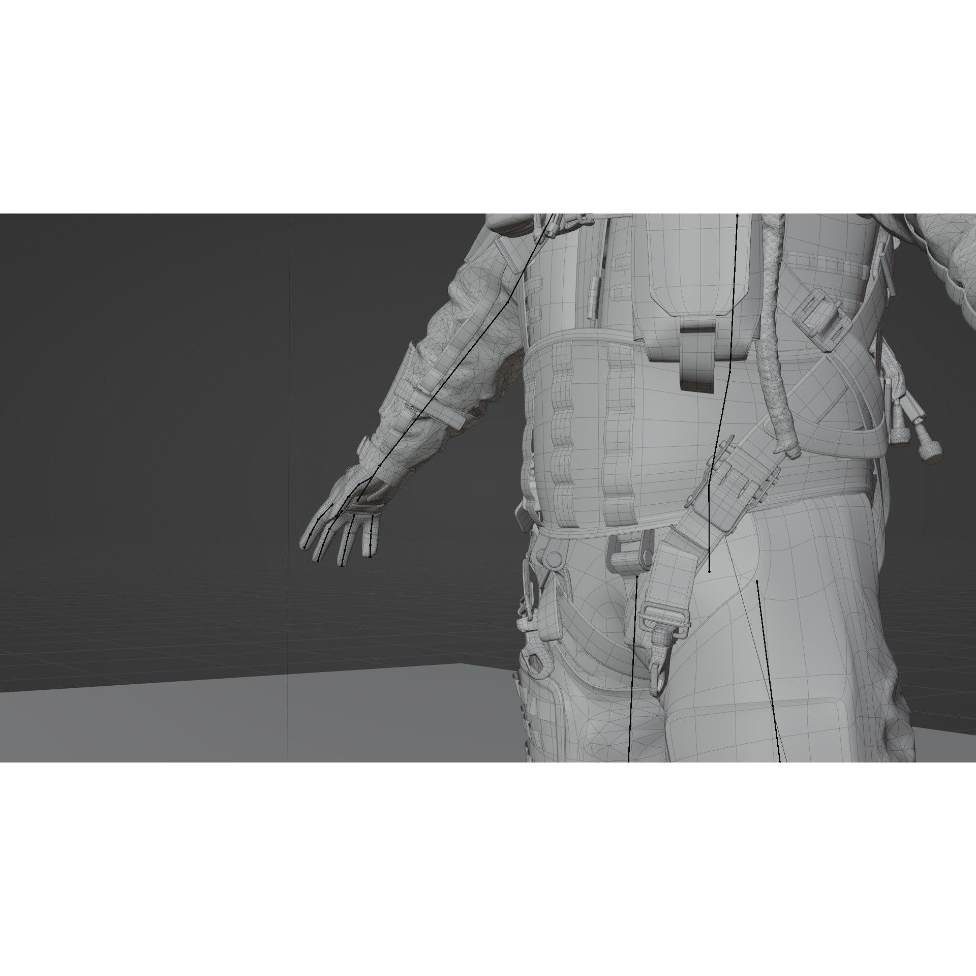 Fighter Pilot Suit - Low-Poly Game-Ready 3D Model - View 32