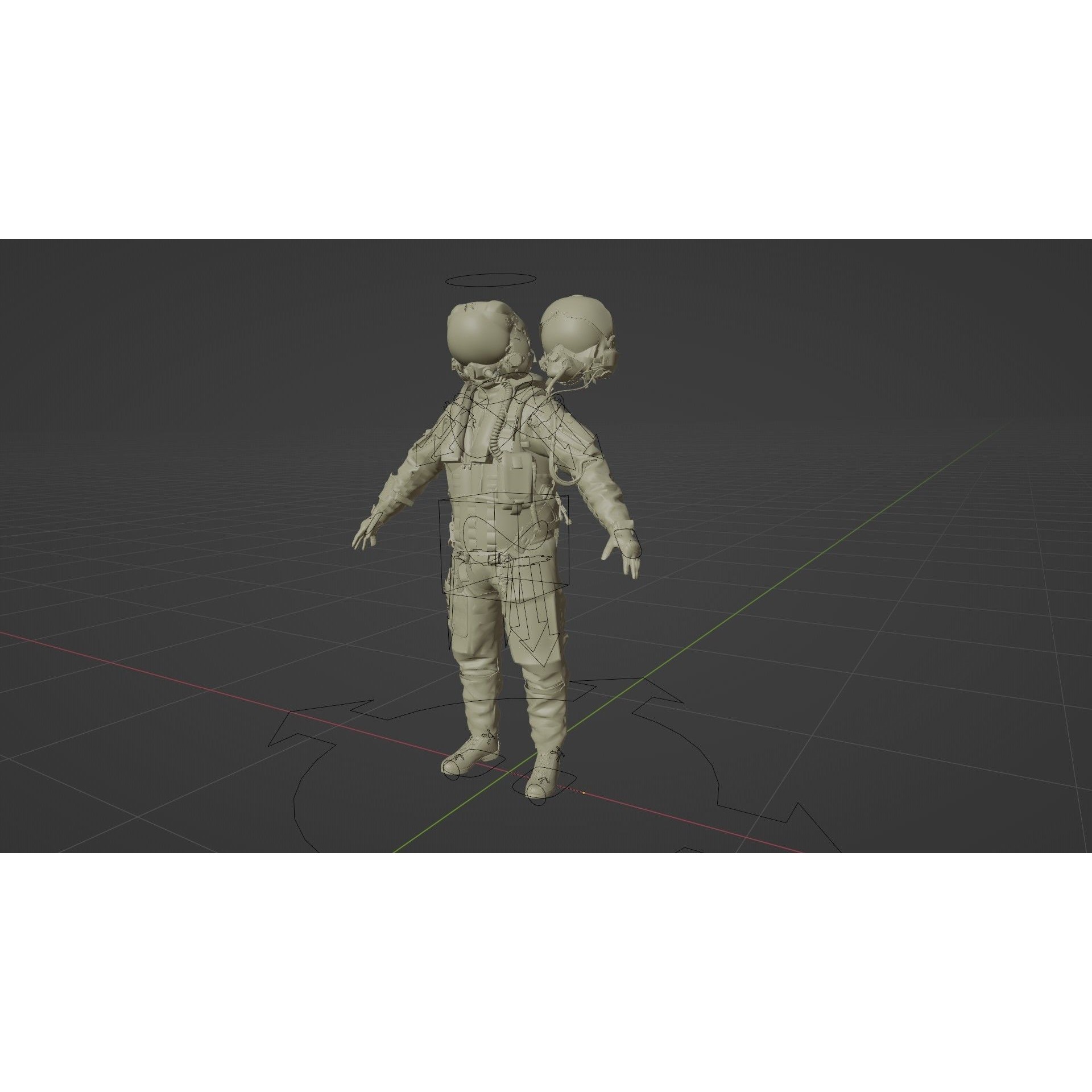 Fighter Pilot Suit - Low-Poly Game-Ready 3D Model - View 35