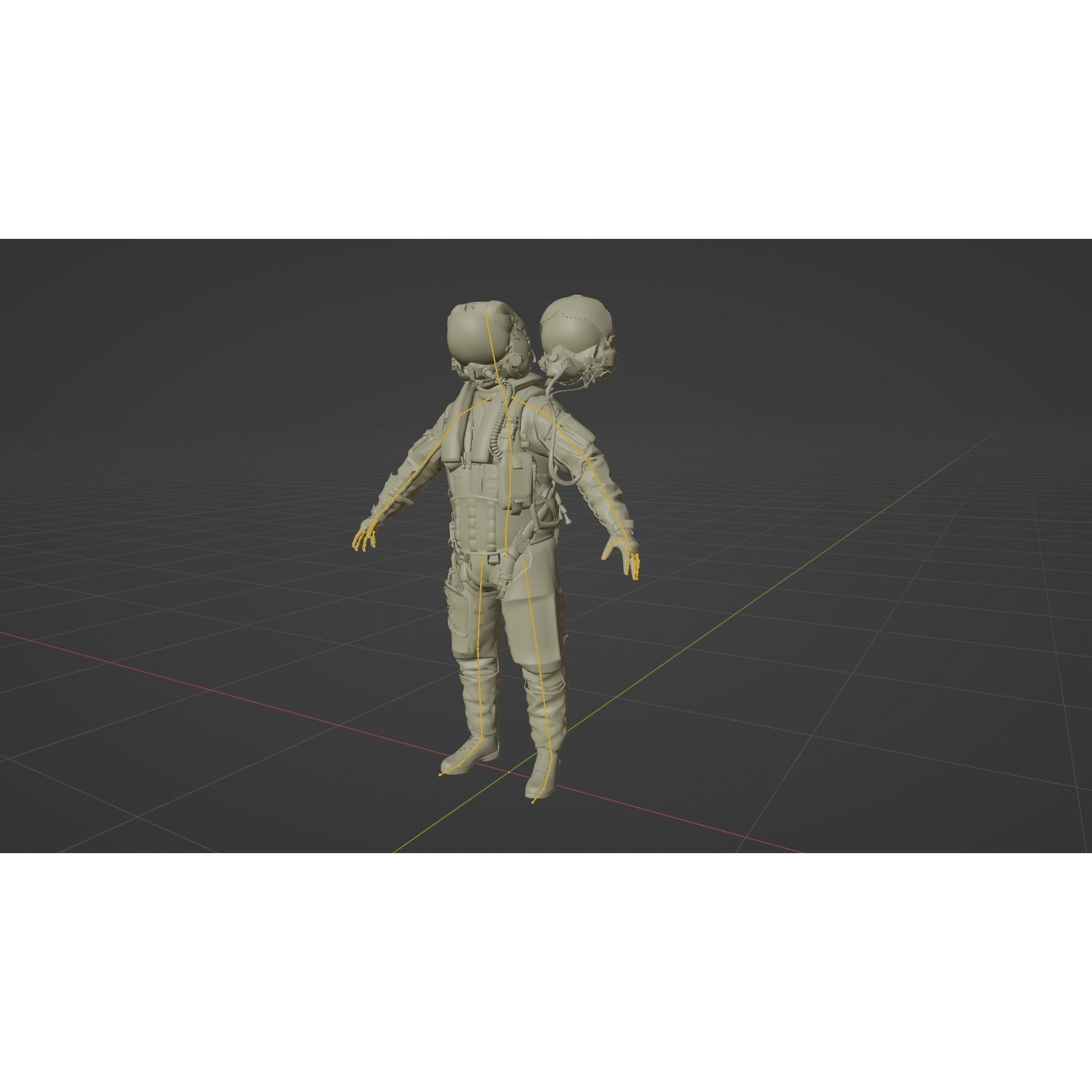 Fighter Pilot Suit - Low-Poly Game-Ready 3D Model - View 36