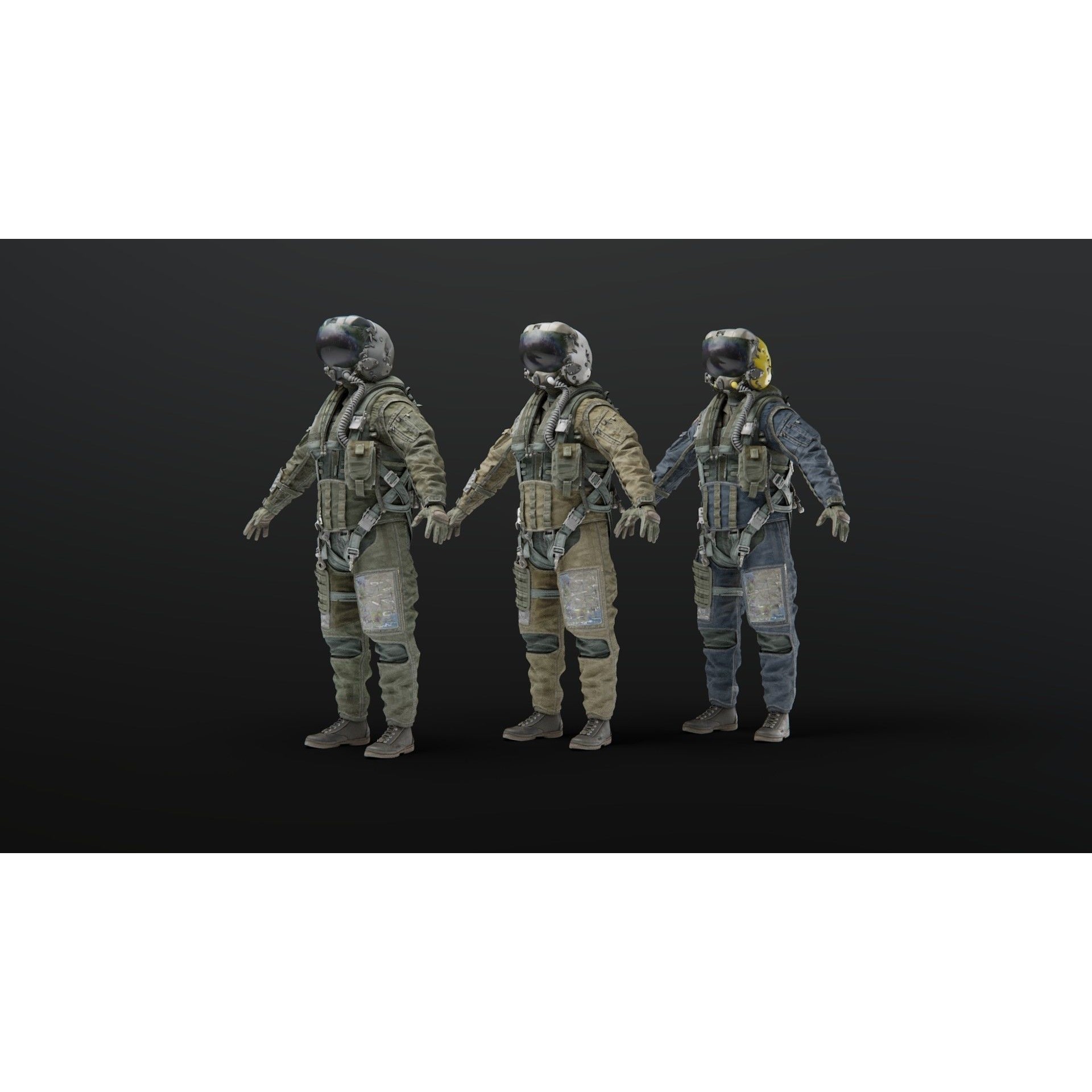 Fighter Pilot Suit - Low-Poly Game-Ready 3D Model - View 8