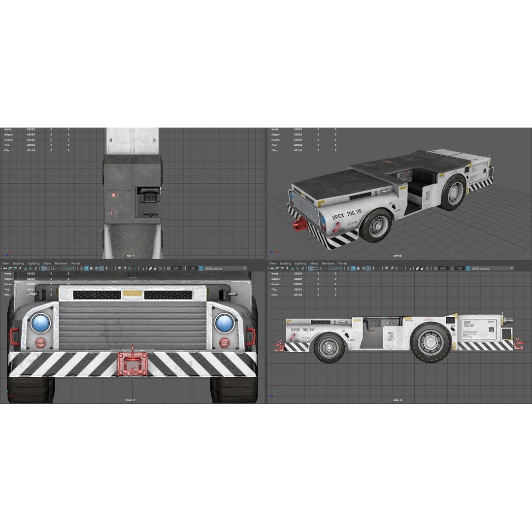 US Army Fight Deck Carrier Tractor 3D Model – Low Poly Game Asset, FBX, PBR - View 12