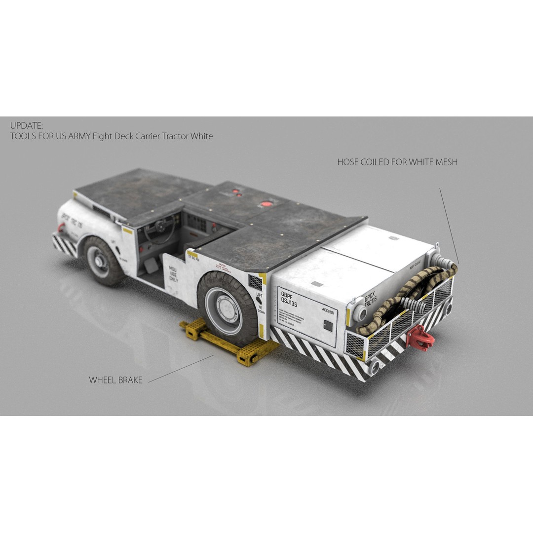 US Army Fight Deck Carrier Tractor 3D Model – Low Poly Game Asset, FBX, PBR - View 3