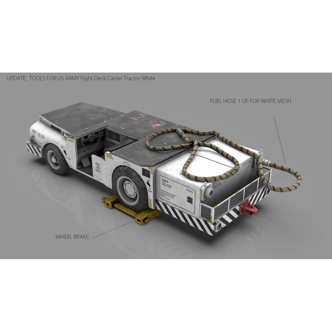 US Army Fight Deck Carrier Tractor 3D Model – Low Poly Game Asset, FBX, PBR - View 4
