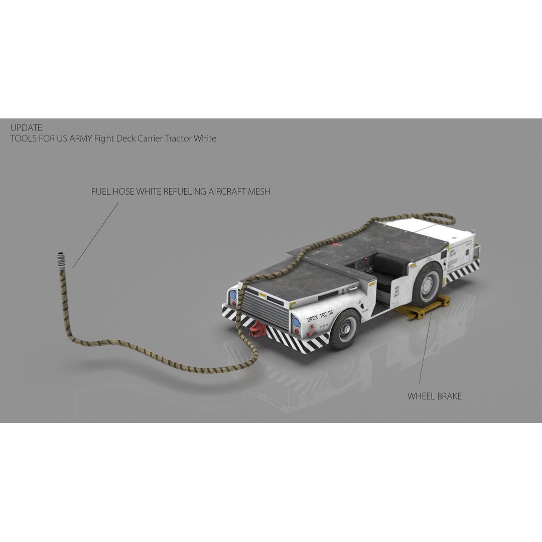 US Army Fight Deck Carrier Tractor 3D Model – Low Poly Game Asset, FBX, PBR - View 5