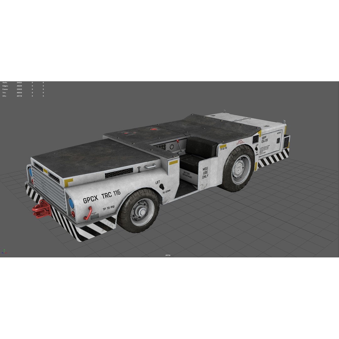 US Army Fight Deck Carrier Tractor 3D Model – Low Poly Game Asset, FBX, PBR - View 9