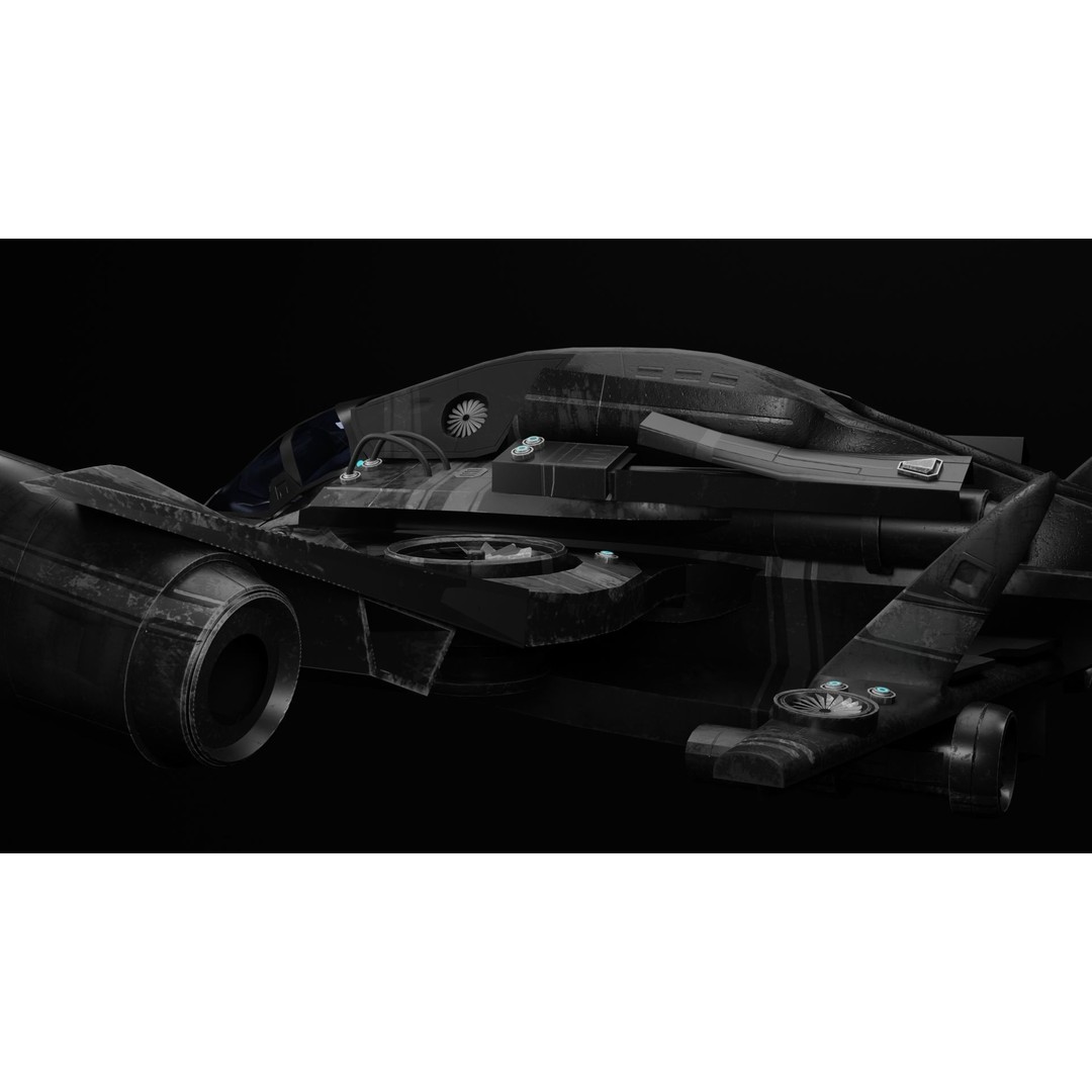 Sci-fi Aircraft 3D Model – High Poly Game Asset, FBX & OBJ Formats - View 10