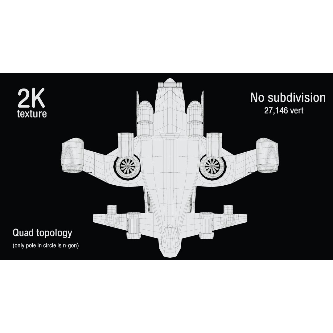 Sci-fi Aircraft 3D Model – High Poly Game Asset, FBX & OBJ Formats - View 12