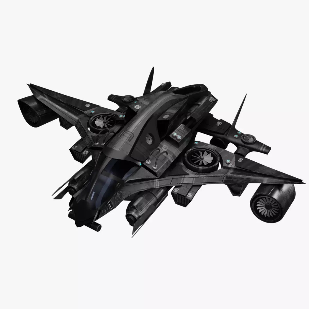 Sci-fi Aircraft 3D Model – High Poly Game Asset, FBX & OBJ Formats - View 2