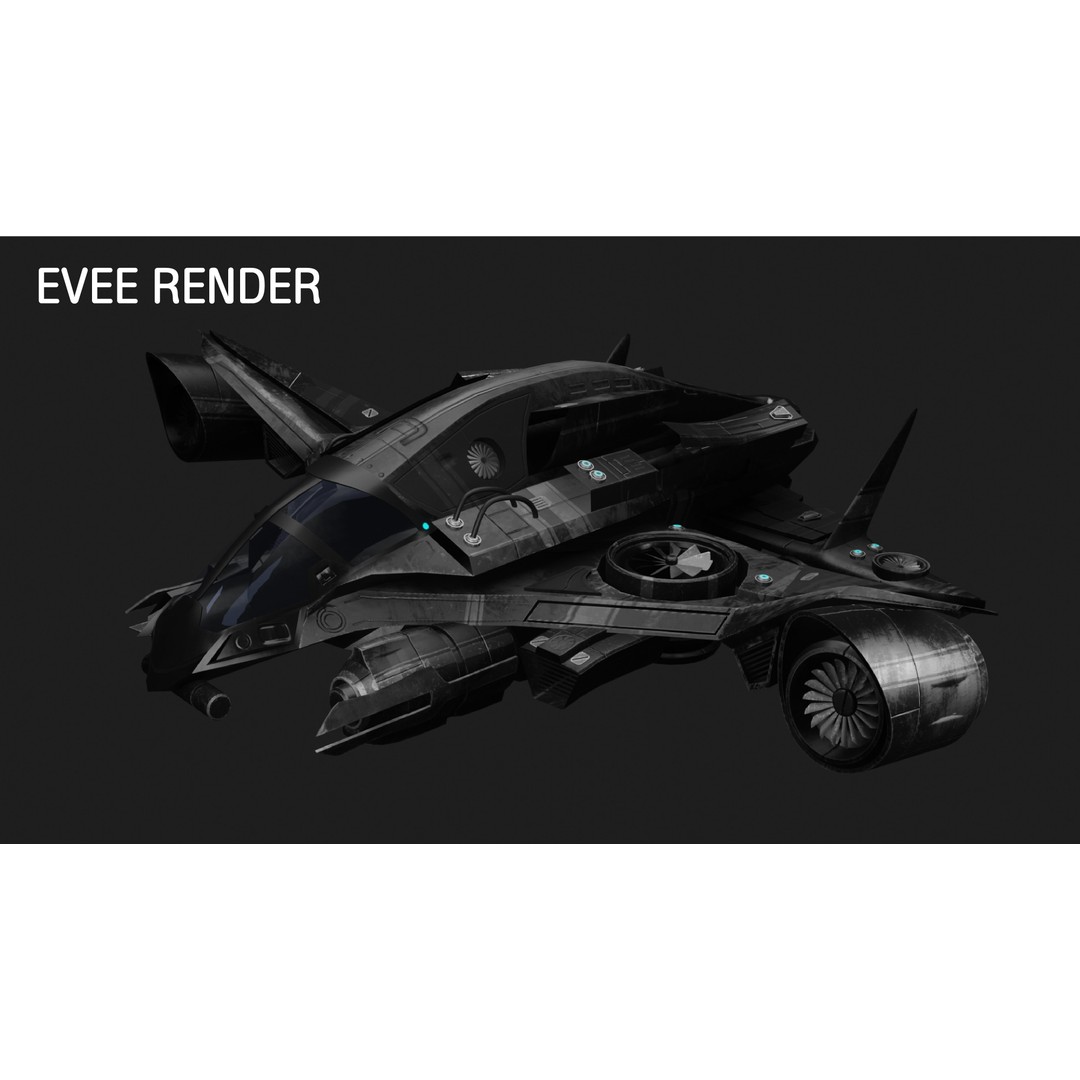 Sci-fi Aircraft 3D Model – High Poly Game Asset, FBX & OBJ Formats - View 3