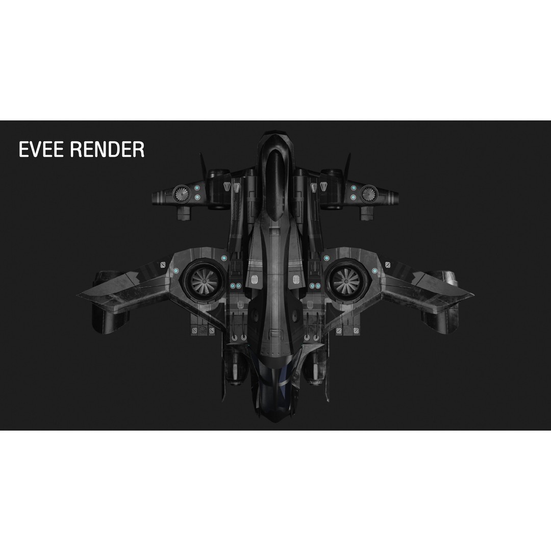 Sci-fi Aircraft 3D Model – High Poly Game Asset, FBX & OBJ Formats - View 4