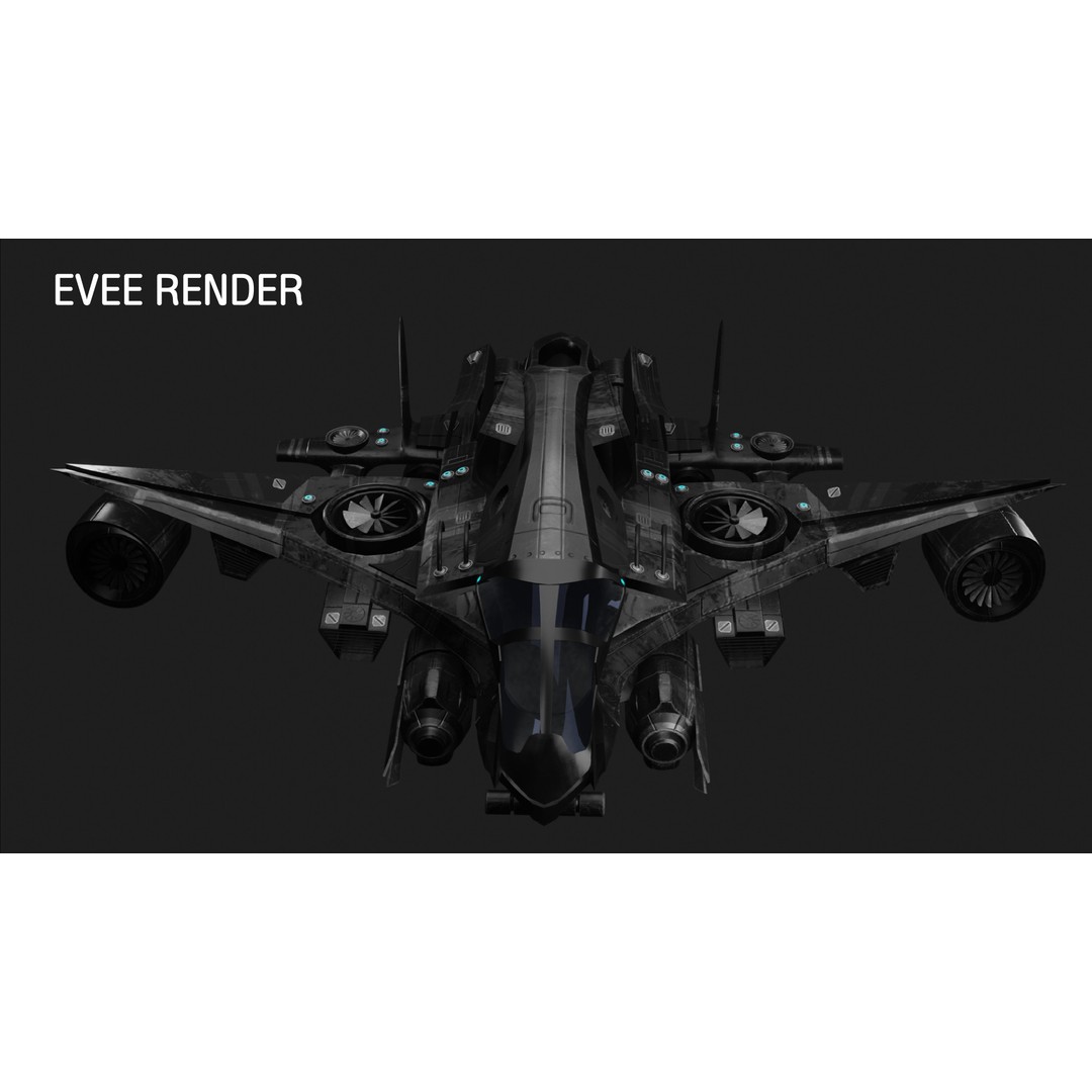 Sci-fi Aircraft 3D Model – High Poly Game Asset, FBX & OBJ Formats - View 5