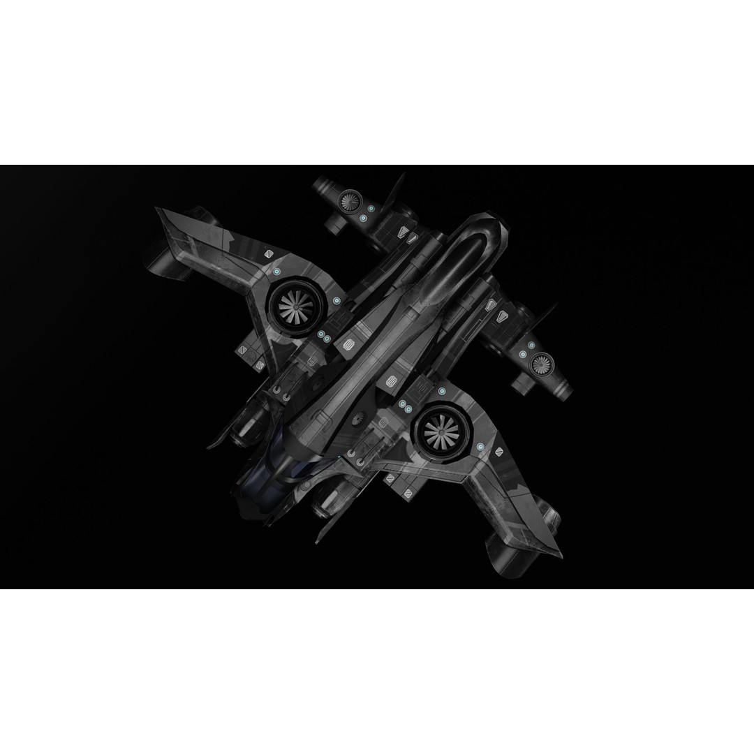 Sci-fi Aircraft 3D Model – High Poly Game Asset, FBX & OBJ Formats - View 7