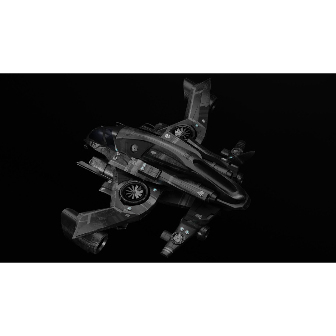 Sci-fi Aircraft 3D Model – High Poly Game Asset, FBX & OBJ Formats - View 8