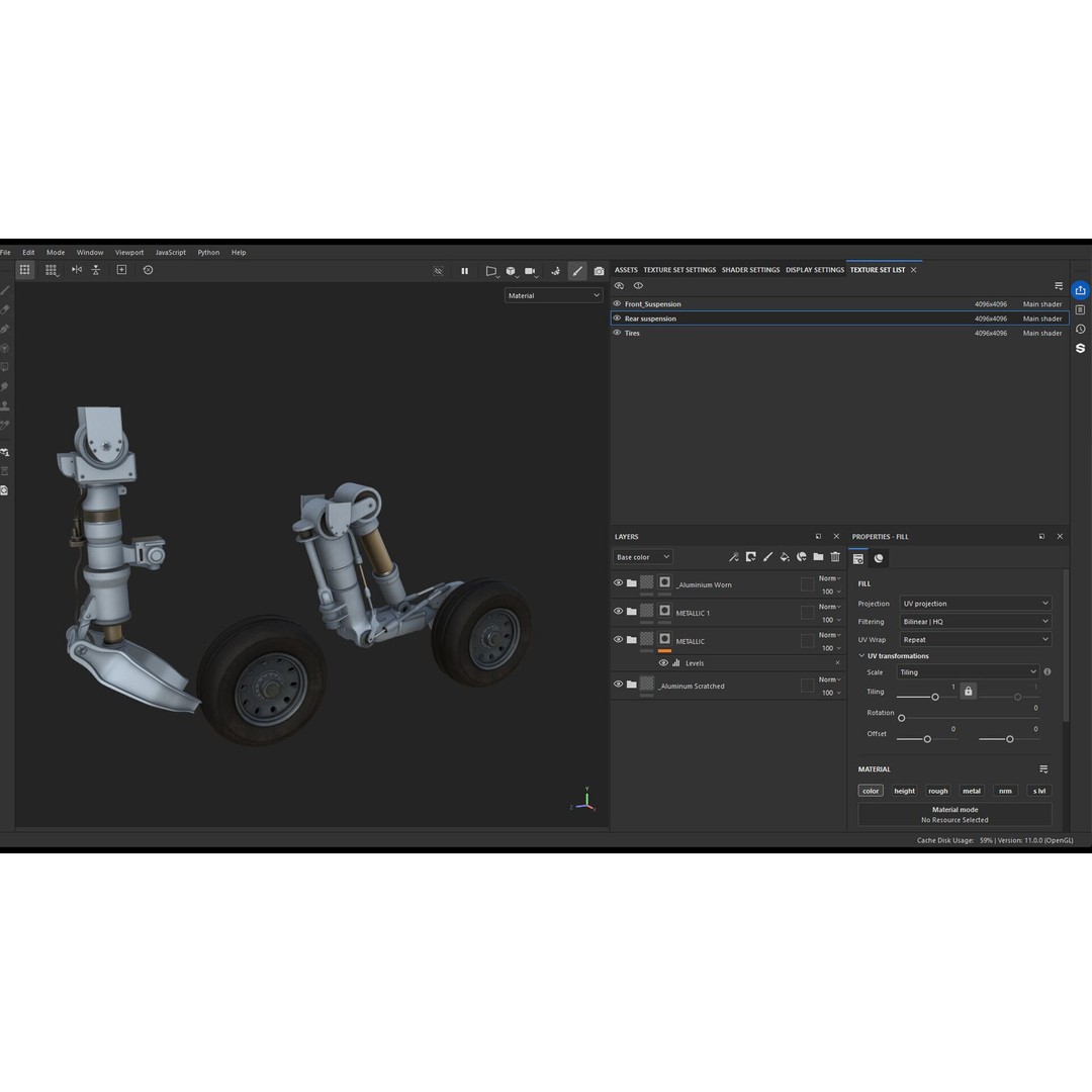 Aircraft Landing Gear 3D Model – Low Poly PBR Asset, FBX, Blender