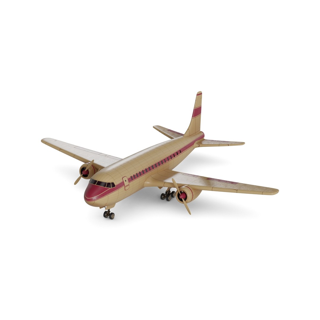 Vintage Commercial Airliner 3D Model – Retro Design, FBX