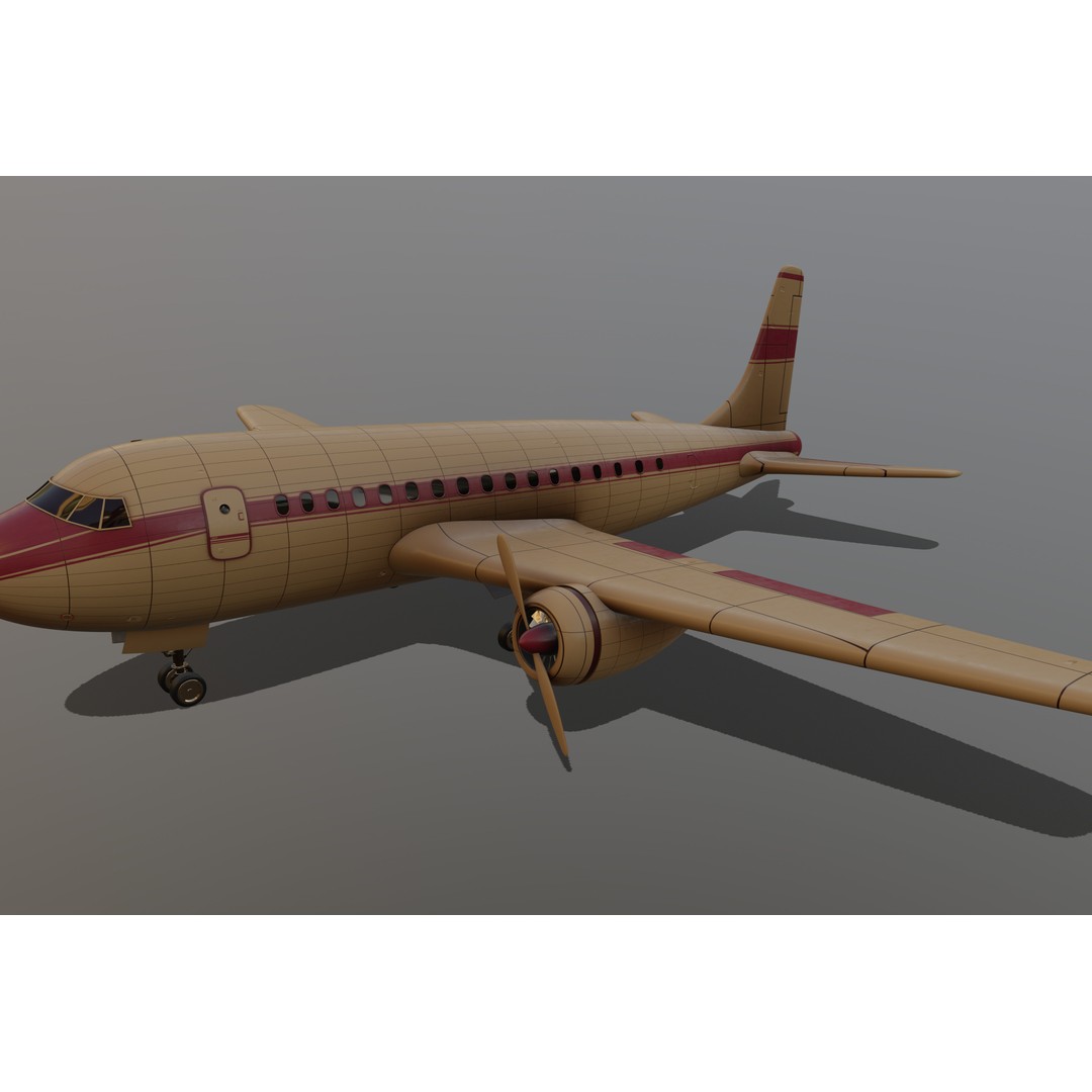 Vintage Commercial Airliner 3D Model – Retro Design, FBX - View 10