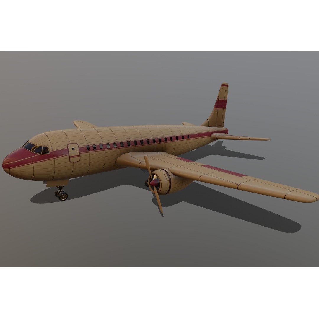 Vintage Commercial Airliner 3D Model – Retro Design, FBX - View 11