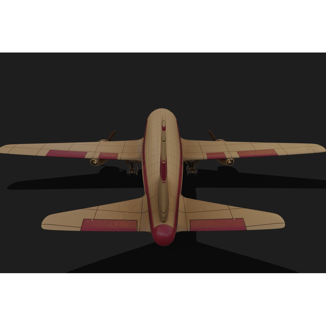 Vintage Commercial Airliner 3D Model – Retro Design, FBX - View 12
