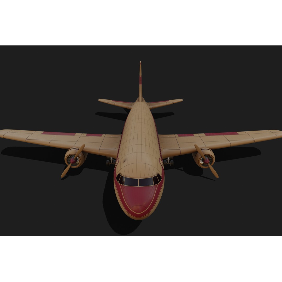 Vintage Commercial Airliner 3D Model – Retro Design, FBX - View 13