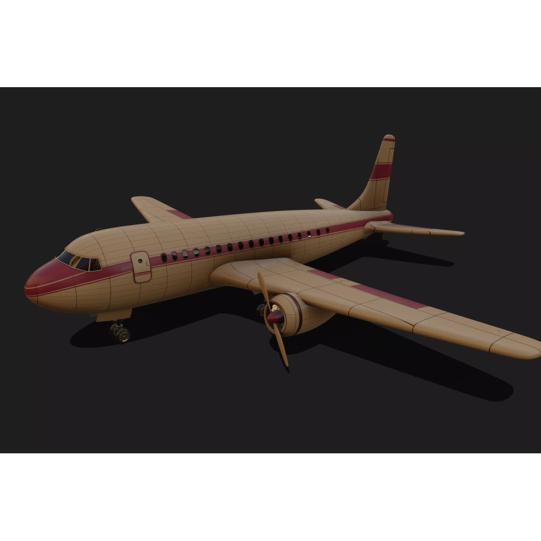 Vintage Commercial Airliner 3D Model – Retro Design, FBX - View 2