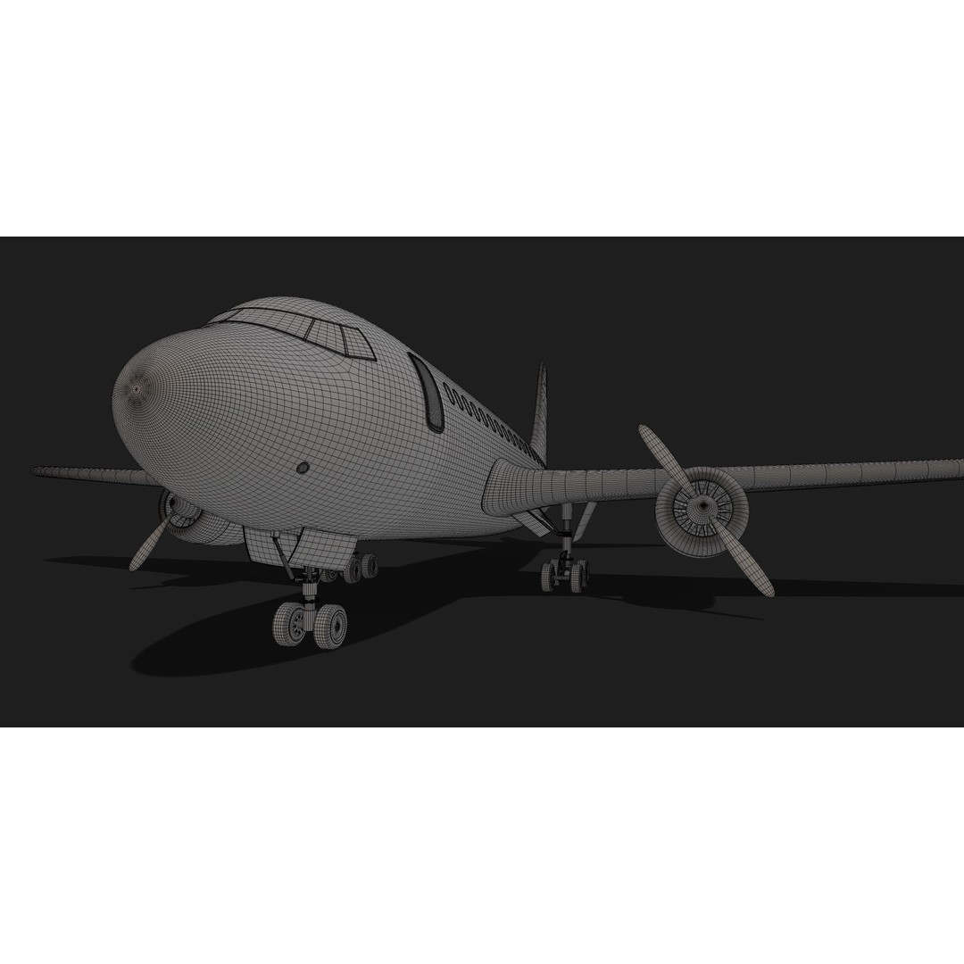 Vintage Commercial Airliner 3D Model – Retro Design, FBX - View 4