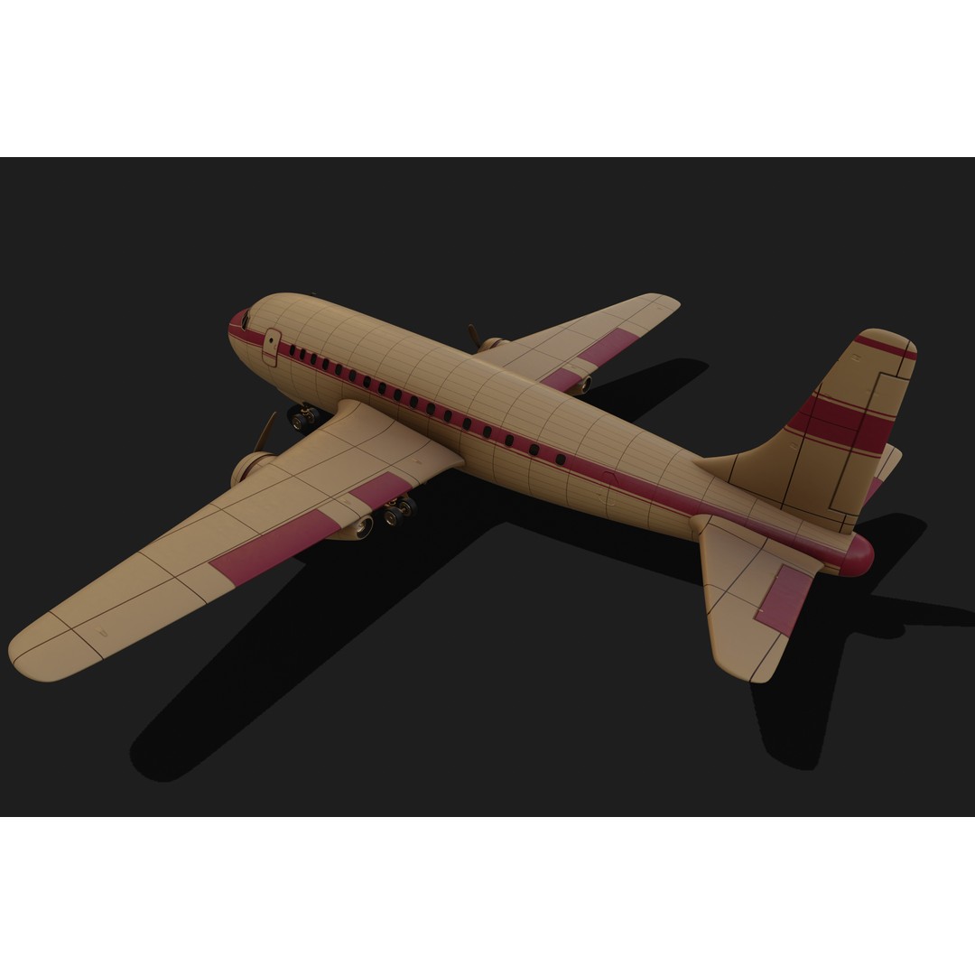 Vintage Commercial Airliner 3D Model – Retro Design, FBX - View 5