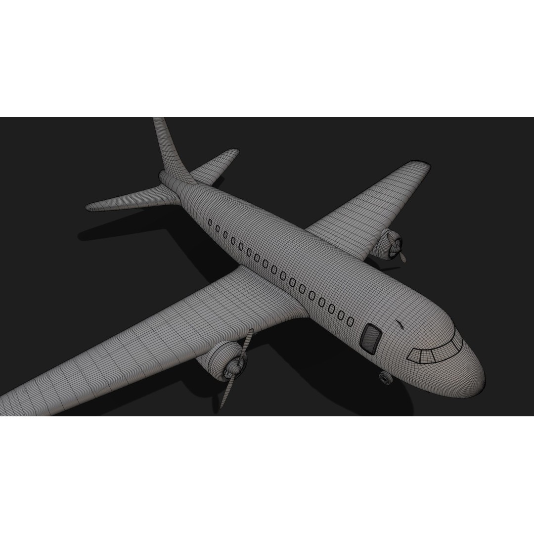 Vintage Commercial Airliner 3D Model – Retro Design, FBX - View 6