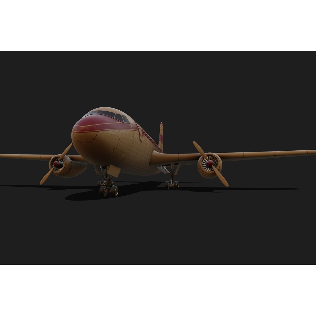 Vintage Commercial Airliner 3D Model – Retro Design, FBX - View 7