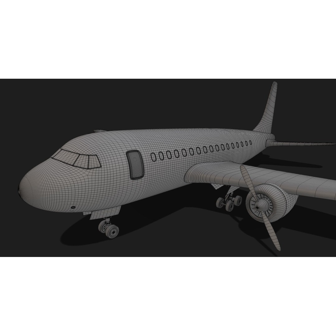 Vintage Commercial Airliner 3D Model – Retro Design, FBX - View 9